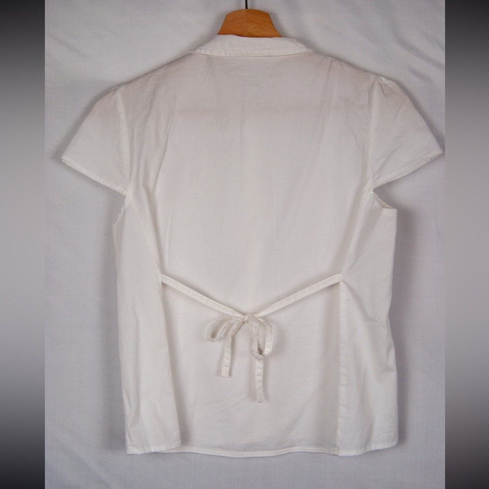 Brandy Melville Classic White Button Down Shirt with bow tie detail on back